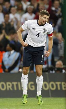 England s Steven Gerrard celebrates scoring his sides opening goal England v Moldova - 2014 World Cup Qualifier - Wembley Stadium - London - England -06 09 2013 - Pic David Klein Sportimage EDITORIAL USE ONLY. No use with unauthorised audio, video, data, fixture lists, club league logos or live services. Online in-match use limited to 120 images, no video emulation. No use in betting, games or single club league player publications.
