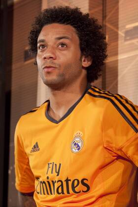 Real Madrid s Marcelo during the official presentation of the Adidas team s football kit for the 2013-14 Champions League season in Europe tower, Madrid. September 12, 2013.  (201309121093)