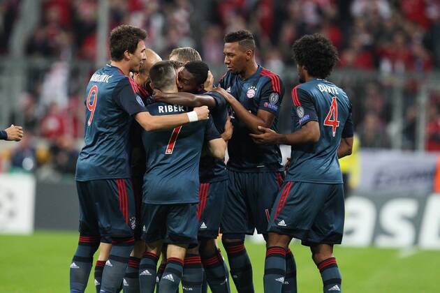 Torjubel der Mannschaft (FC Bayern Muenchen) FC Bayern Muenchen vs. PFC CSKA Moskau, Fussball, Championsleague, 17.09.2013 EP_ckt