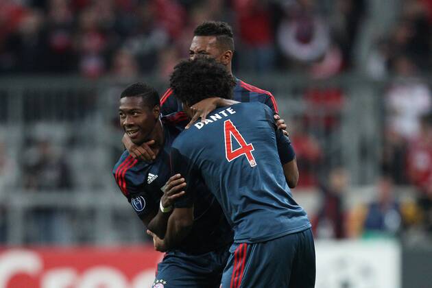Torjubel von l-r: David ALABA 27 (FC Bayern Muenchen), Jerome BOATENG 17 (FC Bayern Muenchen) und DANTE 4 (FC Bayern Muenchen) FC Bayern Muenchen vs. PFC CSKA Moskau, Fussball, Championsleague, 17.09.2013 EP_ckt
