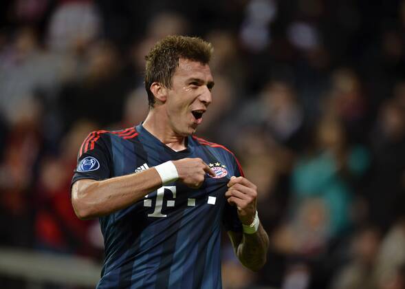 17.09.2013, Fussball Championsleague 2013 2014, Vorrunde, 1.Spieltag, FC Bayern München - ZSKA Moskau, in der Allianzarena München. Torjubel Mario Mandzukic (Bayern München).