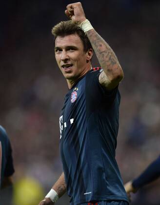 17.09.2013, Fussball Championsleague 2013 2014, Vorrunde, 1.Spieltag, FC Bayern München - ZSKA Moskau, in der Allianzarena München. Torjubel Mario Mandzukic (Bayern München).