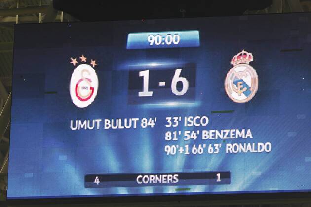 Champions League match played between Real Madrid and Galatasaray Istanbul. In this picture, scoreboard. xBEATRIZxGUZMANx 