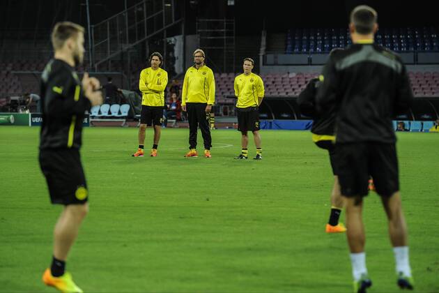 Sept. 17, 2013 - Naples, Italy - Jürgen Klopp Head Coach of Borussia Dortmund before training session ahead of their UEFA Champions League match Naples v Borussia Dortmund. Training session of Borussia Dortmund ahead of the UEFA Champions League match Naples vs Borussia - Zeljko Buvak, Florian Wangler  - ZUMAn23