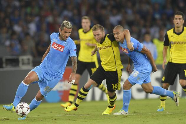 Valon Behrami Napoli, Jakub Blaszczykowski Borussia, Gokhan Inler Napoli Napoli SSC Napoli - Borussia Dortmund andreaxstaccioli