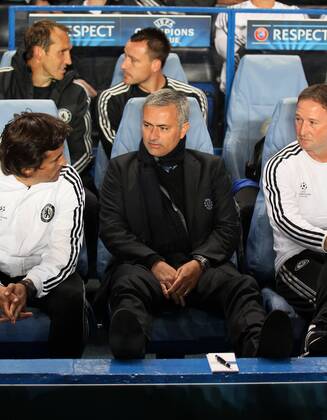 Chelsea s Jose Mourinho looks on from the bench Chelsea FC London v FC Basel - Champions League - Stamford Bridge - London - England - EDITORIAL USE ONLY. No use with unauthorised audio, video, data, fixture lists, club league logos or live services. Online in-match use limited to 120 images, no video emulation. No use in betting, games or single club league player publications.