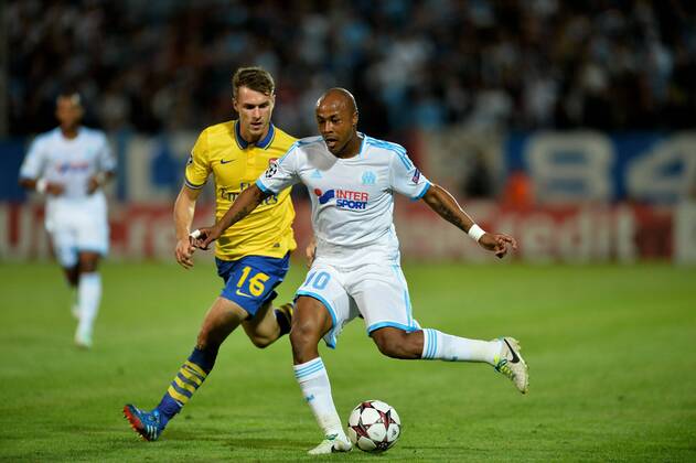 Andre Ayew (om) - Aaron Ramsay (ars) Olympique Marseille vs Arsenal FC London - 18 09 2013 AnthonyBIBARD FEP Panoramic 
