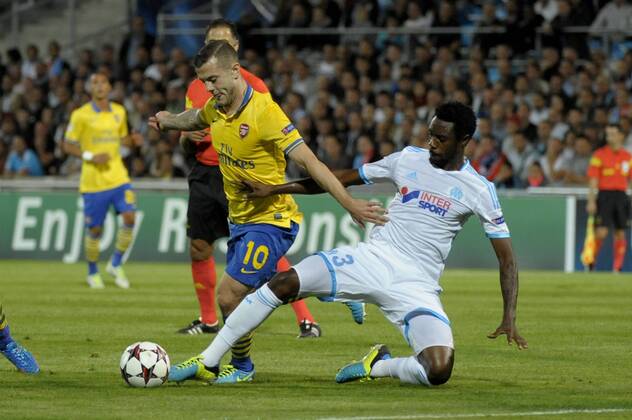 Wilshere (AFC) - Nkoulou (OM) Olympique Marseille vs Arsenal FC London - 18 09 2013 FranckPennant Panoramic 