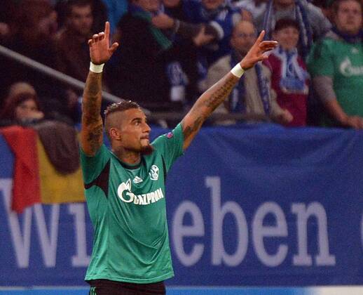 18.09.2013, xjhx, Fussball, Champions League, FC Schalke 04 - Steaua Bukarest, v.l. Kevin-Prince Boateng (FC Schalke 04) Torjubel, Goal celebration, celebrate the goal 2:0