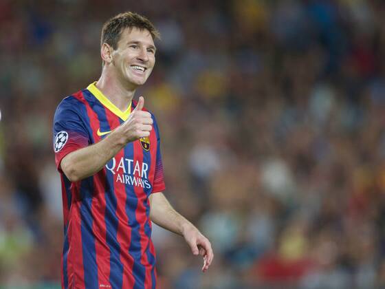 Lionel Messi during the Champions League match between FC Barcelona and Ajax Amsterdam on September 18, 2013 at the Camp Nou stadium in Barcelona, Spain FC Barcelona v Ajax Champions League 2013 2014 xVIxxIVx 1796536
