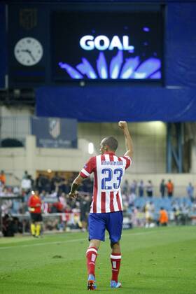 Atletico de Madrid s Koke (l) and Joao Miranda celebrate goal during Champions League 2013 2014 match.September 18,2013.  (20453678)