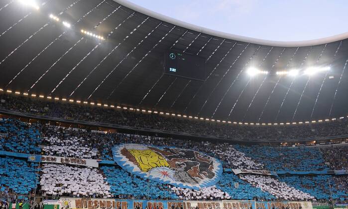 FUSSBALL DFB POKAL 1. RUNDE SAISON 2013 2014 TSV 1860 Muenchen - 24.09.2013 1860 Muenchen Fans mit einer Oktoberfest Fanchoreographie in der Nordkurve der Allianz Arena in Muenchen