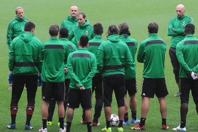 MASSIMILIANO ALLEGRI MILAN 2013-14 ALLENAMENTO CHAMPIONS LEAGUE 30-09-2013