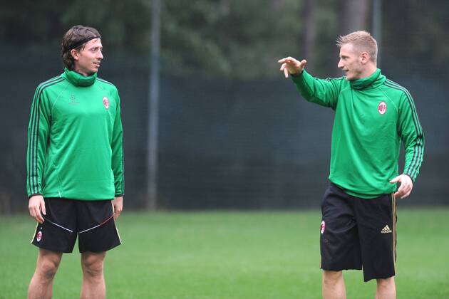 RICCARDO MONTOLIVO, IGNAZIO ABATE MILAN 2013-14 ALLENAMENTO CHAMPIONS LEAGUE 30-09-2013