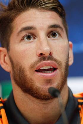 Real Madrid defender and second captain Sergio Ramos holding a pregame press conference in the press room of Valdebebas complex, Madrid, on October 1st, 2013, ahead of Real Madrid s second Champions League group stage match against Danish club Copenhaguen that will be played at Santiago Bernabeu stadium on the next day. 