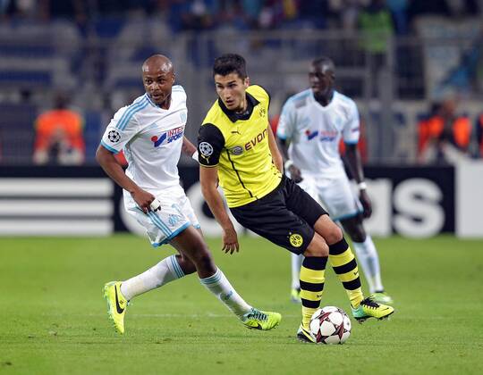 01.10.2013, xovx, Fussball Champions League, Borussia Dortmund (BVB) - Olympique Marseille, v.l. Andre Ayew (Olympique Marseille), Nuri Sahin (Borussia Dortmund), Aktion.
