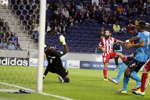 UEFA Champions League match played between FC Porto and Atletico Madrid. In this picture, Arda Turan scores second goal. xJORGExLANDINx 