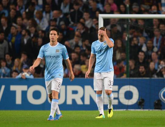 Matija Nastasic of Manchester City dejected after loosing an early goal - UEFA Champions League Group D - Manchester City vs Bayern Munich - Etihad Stadium - Manchester - England - 02 10 13 - Picture Simon Bellis Sportimage EDITORIAL USE ONLY. No use with unauthorised audio, video, data, fixture lists, club league logos or live services. Online in-match use limited to 120 images, no video emulation. No use in betting, games or single club league player publications.