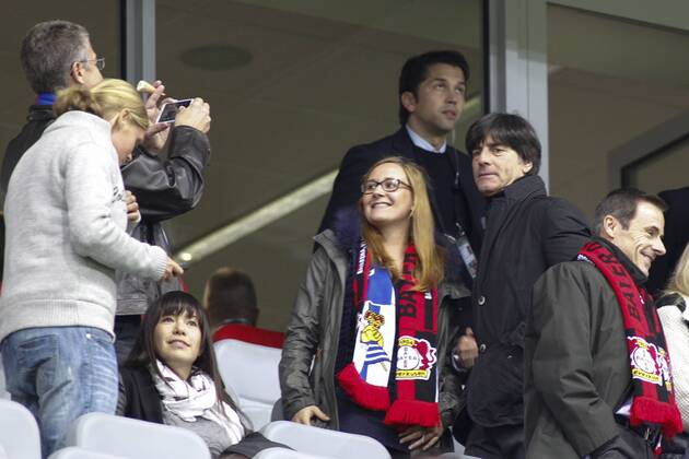 Joachim Jogi Löw with Aktion, Action Fan. --- Bayer Leverkusen 04 - Real Sociedad de Futbol San Sebastian, Fussball, UEFA Champions League, 02.10.2013 --- During UEFA Champions League group A match between Bayer 04 Leverkusen and Real Sociedad de Futbol San Sebastian at the BayArena in Leverkusen, Germany EP_jge