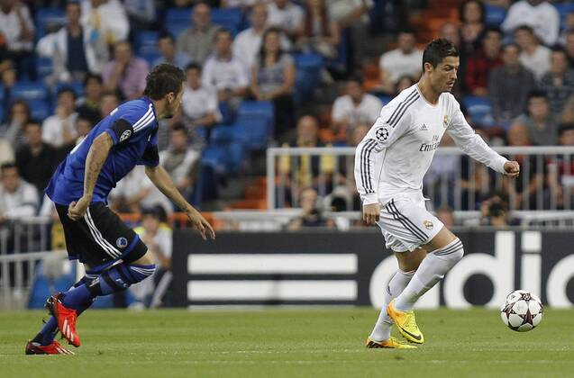 Soccer match between Real Madrid and FC Copenhagen of the Champions League, held at the Santiago Bernabeu stadium, in Madrid 10 2 2013. Cristiano Ronaldo 