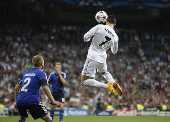 Soccer match between Real Madrid and FC Copenhagen of the Champions League, held at the Santiago Bernabeu stadium, in Madrid 10 2 2013. Cristiano Ronaldo 