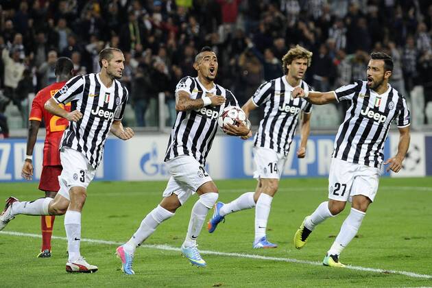 Db Torino 02 10 2013 - Champions League Juventus - Galatasaray foto Daniele Buffa Image Sport nella foto: esultanza gol Arturo Vidal 