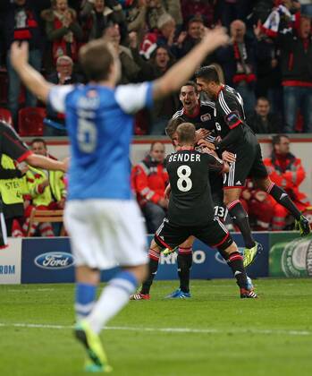 02.10.2013, Fussball Championsleague 2013 2014, Vorrunde, 2.Spieltag, Bayer 04 Leverkusen - Real Sociedad San Sebastian , in der BayArena Leverkusen. Jubel Leverkusen zum Tor zum 2:1