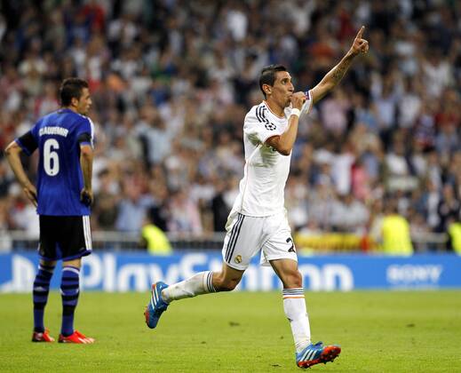 Angel Di Maria . Champions League match between Real Madrid vs FC Kopenhagen. . In this picture, Angel Di Maria celebrates his goal.. xFOTOxCHEMAxREYx 