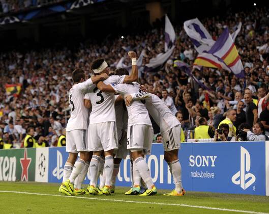Madrid celebrating . Champions League match between Real Madrid vs FC Kopenhagen. . In this picture, Real Madrid celebrating . xJUANxAGUADOx 