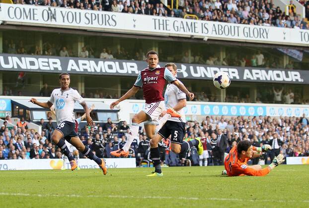 West Ham s Ravel Morrison scoring his sides third goal Tottenham Hotspur - West Ham United - Premier League - White Hart Lane - London - England -06 10 2013 - xDavidxKleinx EDITORIAL USE ONLY. No use with unauthorised audio, video, data, fixture lists, club league logos or live services. Online in-match use limited to 120 images, no video emulation. No use in betting, games or single club league player publications.