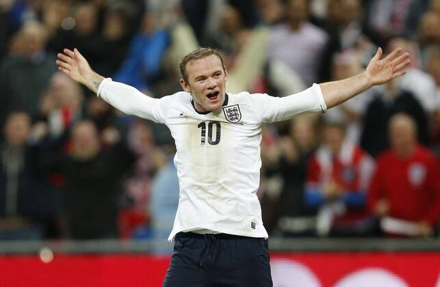 England s Wayne Rooney celebrates scoring his sides opening goal England v Poland - 2014 World Cup Qualifier - Wembley - London - England -15 10 2013 - Pic David Klein Sportimage EDITORIAL USE ONLY. No use with unauthorised audio, video, data, fixture lists, club league logos or live services. Online in-match use limited to 120 images, no video emulation. No use in betting, games or single club league player publications.