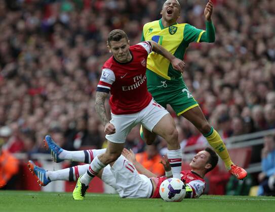 Arsenal FC London v Norwich City Jack Wilshere (A) Martin Olsson (NC) 