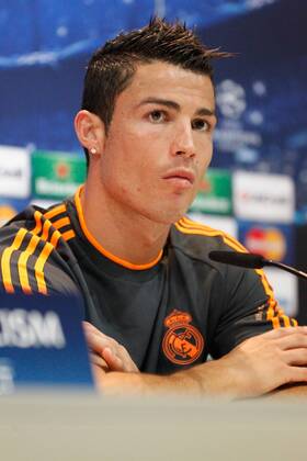 MADRID, SPAIN OCTOBER 22: Real Madrid forward Cristiano Ronaldo at a pregame press conference ahead of the Champions League match Real Madrid vs Juventus, in the press room of the Valdebebas sports complex on the 22nd of October 2013 in Madrid, Spain (Photo: Madridismo SL Cordon Press) 