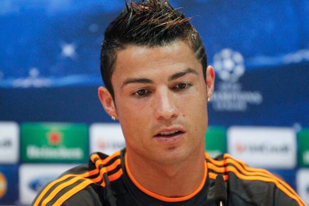 MADRID, SPAIN OCTOBER 22: Real Madrid forward Cristiano Ronaldo at a pregame press conference ahead of the Champions League match Real Madrid vs Juventus, in the press room of the Valdebebas sports complex on the 22nd of October 2013 in Madrid, Spain (Photo: Madridismo SL Cordon Press) 
