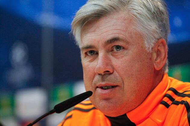 MADRID, SPAIN OCTOBER 22: Real Madrid coach Carlo Ancelotti at a pregame press conference ahead of the Champions League match Real Madrid vs Juventus, in the press room of the Valdebebas sports complex on the 22nd of October 2013 in Madrid, Spain (Photo: Madridismo SL Cordon Press) 