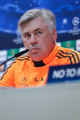 MADRID, SPAIN OCTOBER 22: Real Madrid coach Carlo Ancelotti at a pregame press conference ahead of the Champions League match Real Madrid vs Juventus, in the press room of the Valdebebas sports complex on the 22nd of October 2013 in Madrid, Spain (Photo: Madridismo SL Cordon Press) 