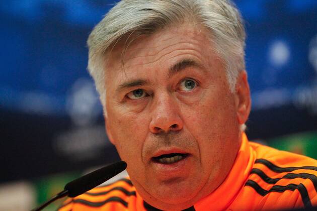 MADRID, SPAIN OCTOBER 22: Real Madrid coach Carlo Ancelotti at a pregame press conference ahead of the Champions League match Real Madrid vs Juventus, in the press room of the Valdebebas sports complex on the 22nd of October 2013 in Madrid, Spain (Photo: Madridismo SL Cordon Press) 