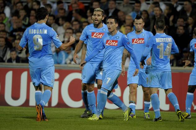 Joie But Callejon (Naples) FOOTBALL : Marseille vs Naples - Champions League - 22 10 2013 FranckPennant Panoramic 