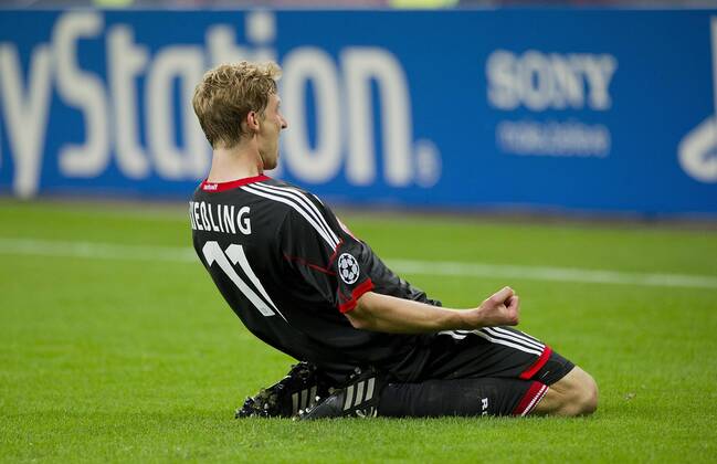 Jubel Stefan KIESSLING (LEV) nach seinem Tor zum 1:0, Fussball Champions League, Vorrunde, 3. Spieltag, Bayer 04 Leverkusen (LEV) - Schachtar Donezk, am 23.10.2013 in Leverkusen Deutschland. Â