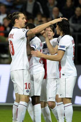 Zlatan Ibrahimovic of PSG and Edinson Cavani of PSG RSC Anderlecht vs PSG Paris Saint Germain - 23 10 2013 PhotoNews Panoramic 