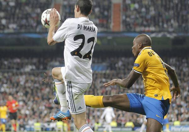 Soccer match between Real Madrid and Juventus Turin of the Champions League, held at the Santiago Bernabeu stadium, in Madrid 10 23 2013. Angel di Maria 