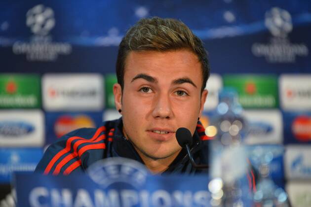 Mario Goetze (FC Bayern Muenchen) zur Pressekonferenz Pressekonferenz, FC Viktoria Pilsen vs. Bayern Muenchen, Champions League, Vorrunde, 04.11.2013 EP_BHR
