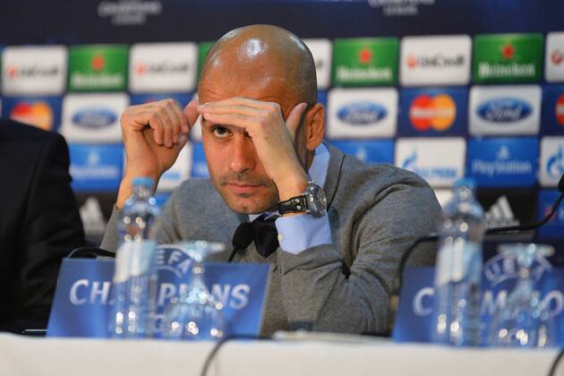 Trainer Pep Guardiola (FC Bayern Muenchen) zur Pressekonferenz Pressekonferenz, FC Viktoria Pilsen vs. Bayern Muenchen, Champions League, Vorrunde, 04.11.2013 EP_BHR