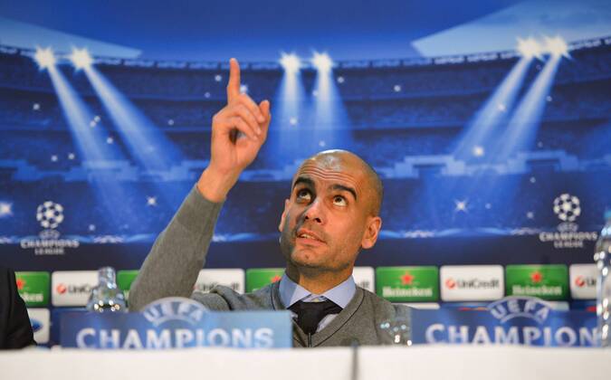 Trainer Pep Guardiola (FC Bayern Muenchen) zur Pressekonferenz Pressekonferenz, FC Viktoria Pilsen vs. Bayern Muenchen, Champions League, Vorrunde, 04.11.2013 EP_BHR