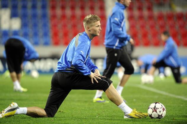 FC Viktoria Plzen player Vaclav Prochazka pictured during training on November 4, 2013 in Pilsen, Czech Republic ahead of the 4th round Group D Champions League match FC Viktoria Plzen vs FC Bayern Munich. (CTKxPhoto PetrxEret) CTKPhotoP201311040751201  ert 1 4