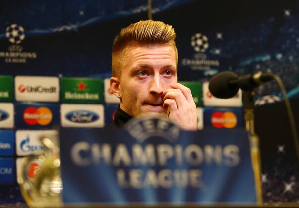 Dienstag 05.11.2013, Saison 2013 2014, UEFA Champions League, Pressekonferenz im Presseraum des Dortmunder Signal Iduna Parks vor dem Spiel zwischen dem BVB Borussia Dortmund und dem FC Arsenal London, Marco Reus (BVB)