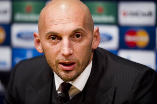 AC Milan s Christian Abbiati attends a press conference at Camp Nou Stadium in Barcelona. November 5, 2013.  (20131105072)