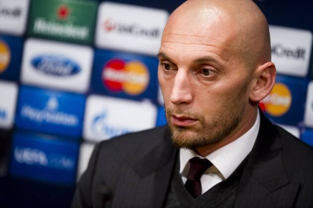 AC Milan s Christian Abbiati attends a press conference at Camp Nou Stadium in Barcelona. November 5, 2013.  (20131105074)