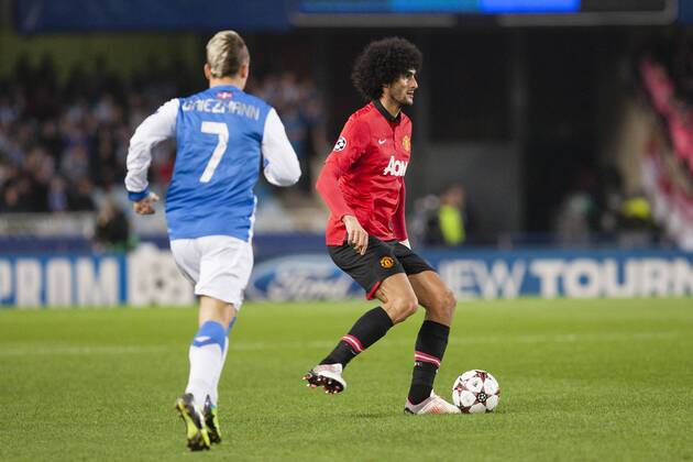 5-11-2013 San Sebastian, Spain. - Real Sociedad San Sebastian - MANCHESTER UNITED (ManU). Marouane Fellaini, Manchester United midfielder, during the Champions League game between Real Sociedad and Manchester United from the Estadio de Anoeta. 