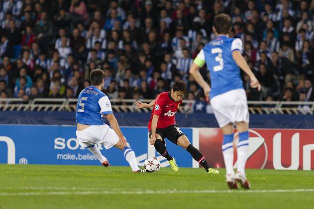 5-11-2013 San Sebastian, Spain. - Real Sociedad San Sebastian - MANCHESTER UNITED (ManU).Shinji Kagawa, Manchester United midfielder, during the Champions League game between Real Sociedad and Manchester United from the Estadio de Anoeta. 
